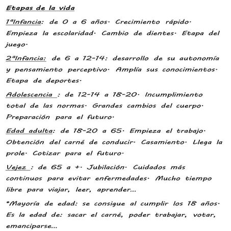 Etapas de la vida.