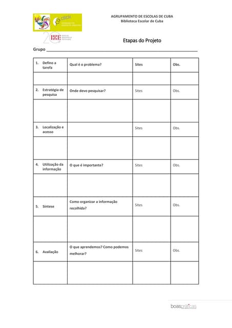 Etapas do projeto big6