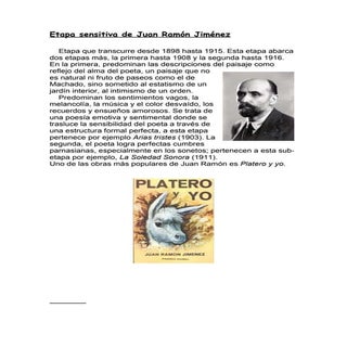 Etapa sensitiva de juan ramón jiménez
