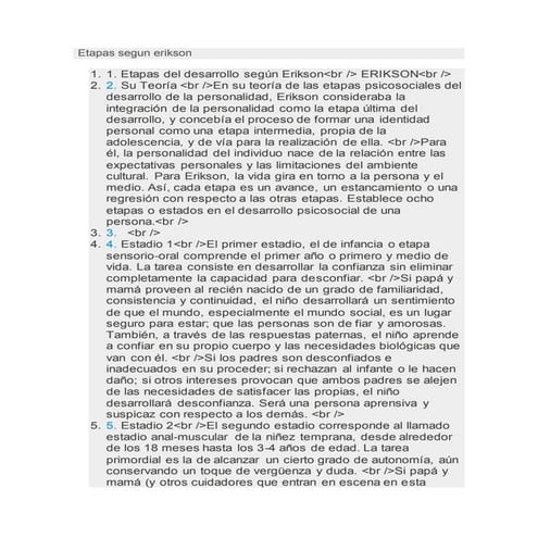Etapas segun erikson