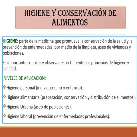 HIGIENE Y CONSERVACION DE ALIMENTOS