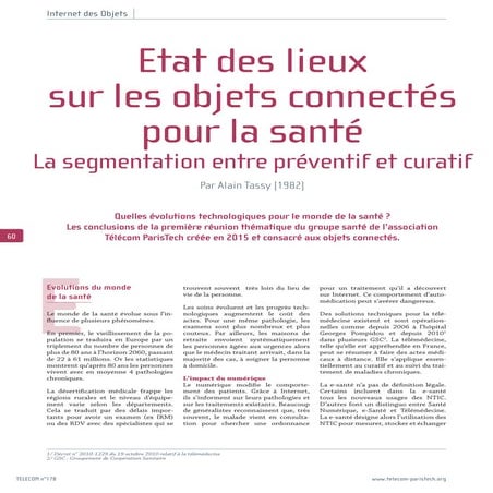 Etat des lieux sur les objets connectés en santé  tassy alain
