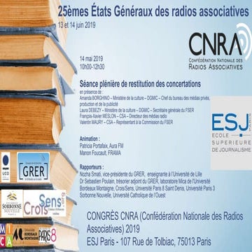 Etats généraux des radios associatives  CNRA 2019 : restitution des concertations