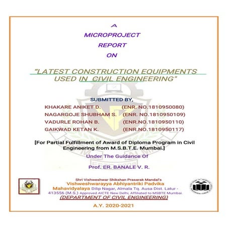 “LATEST CONSTRUCTION EQUIPMENTS USED IN CIVIL ENGINEERING"