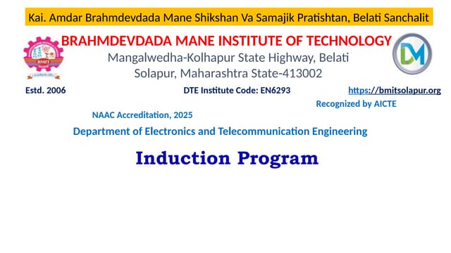 departmental presentation of E &TC of bmit