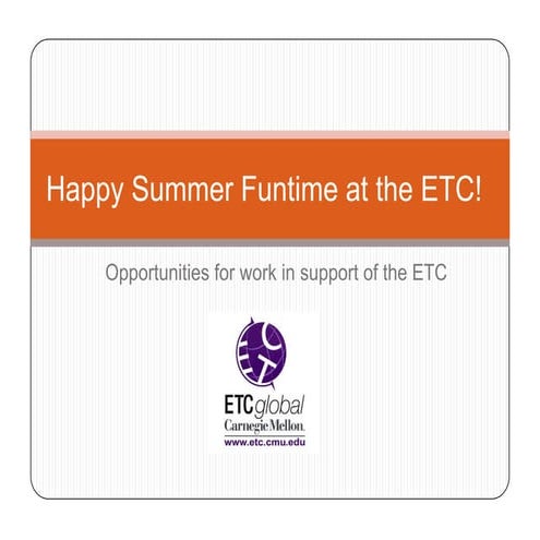 Etc Summer Work