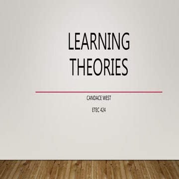 Etec 424 learning theories