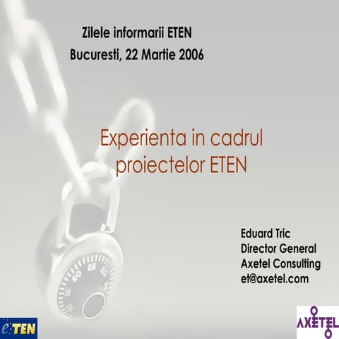 Eten Infoday Romania  Eduard Tric axetel EU projects proiecte eu fonduri