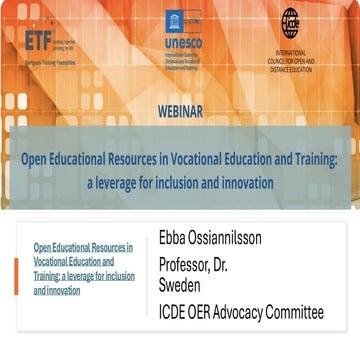 My presentation at the ETF UNESCO UNIVOC and  ICDE Conference on 26 November ...