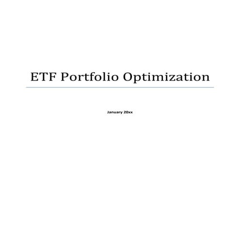 Etf Portfolio Optimization | PDF