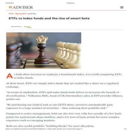 ETFs vs index funds and the rise of smart beta   ftadviser
