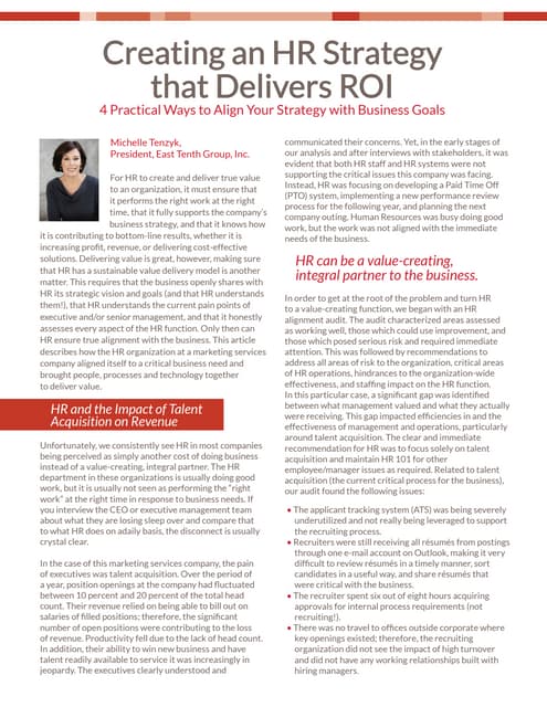 Creating An HR Strategy that Delivers ROI
