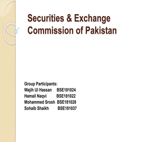 SECP(Security exchange&commission of Pakistan)