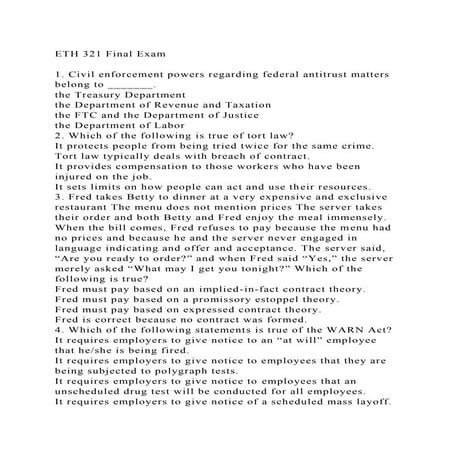 ETH 321 Final Exam1. Civil enforcement powers regarding federal .docx