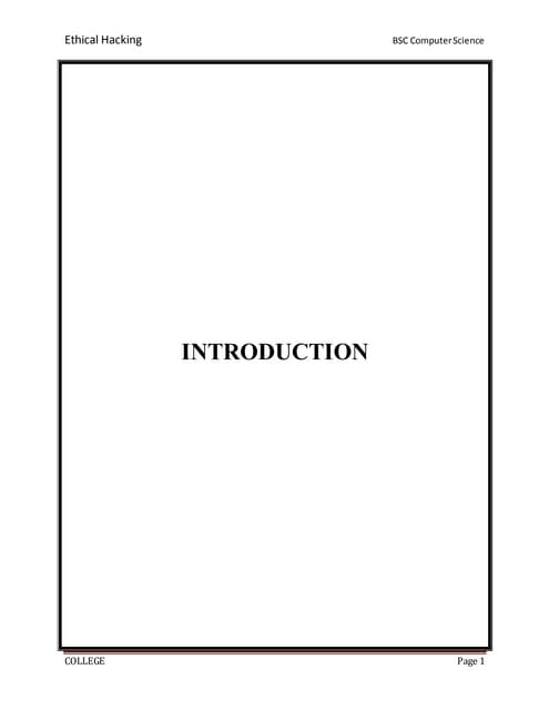 Full seminar report on ethical hacking