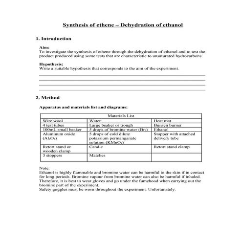 Ethene practical without answers