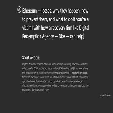 Ethereum Investment Risks and Recovery: How Billions Are Lost to Scams and Ha...
