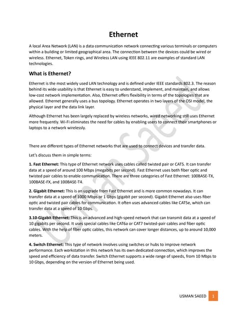 What is Ethernet and its types and Features