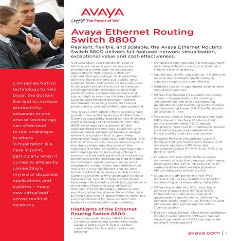 Ethernet routing switch 8800 series