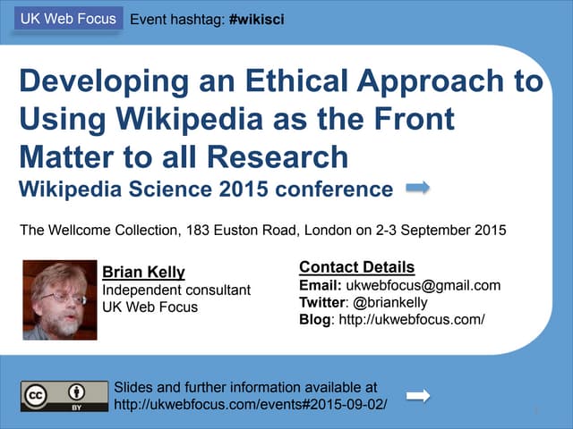 Developing an Ethical Approach to Using Wikipedia as the Front Matter to all Research