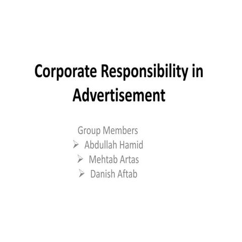 Corporate Responsibility in Advertisement  