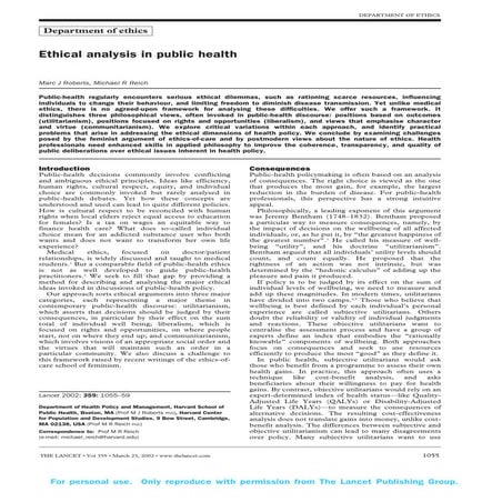 Ethical analysis in public health