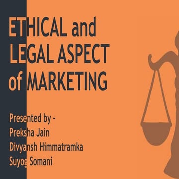 Ethical and Legal Aspect of Marketing