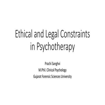 Ethical and Legal Constraints in Psychotherapy