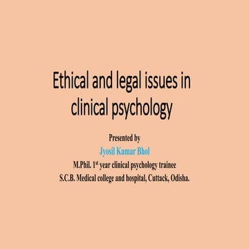Ethical and legal issues in clinical psychology (according to ethics code 2017)