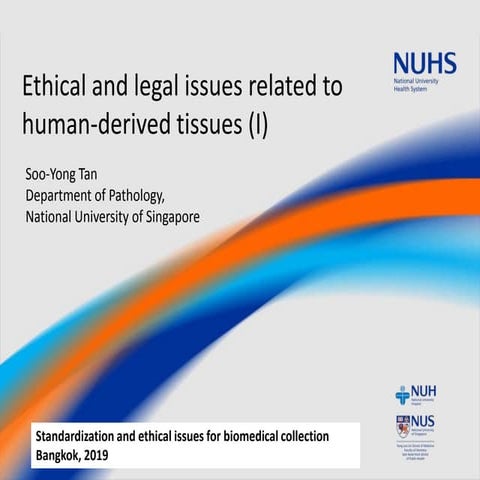 Ethical and legal issues related to human-derived tissues (I) | PPTX