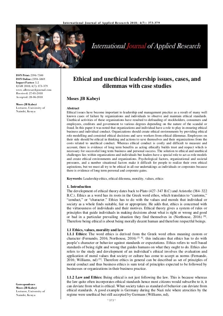 Ethical And Unethical Leadership Issues