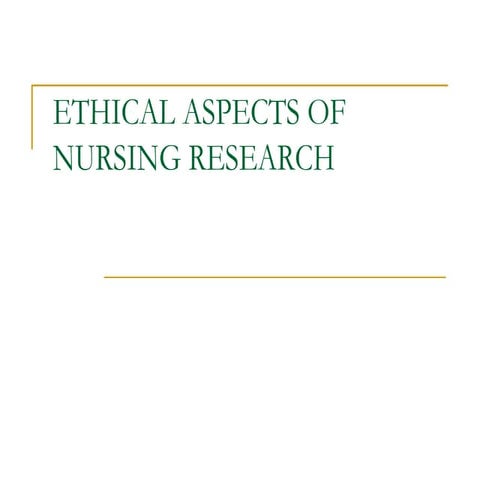 Ethical Aspects of Nursing Research