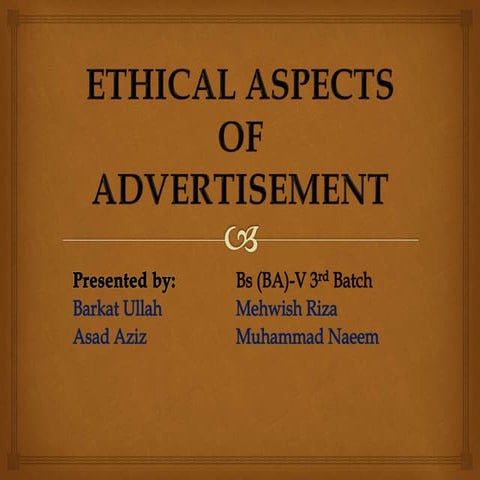 Ethical aspects of advertisement