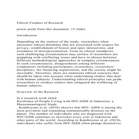 Ethical Conduct of Researchpower point from this document, 1.docx