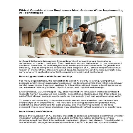 Ethical Considerations Businesses Must Address When Implementing AI Technolog...