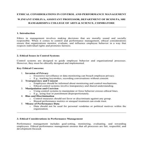 ETHICAL CONSIDERATIONS IN CONTROL AND PERFORMANCE MANAGEMENT.docx