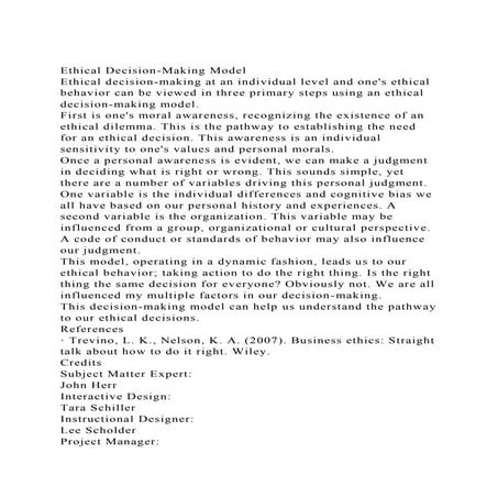 Ethical Decision-Making ModelEthical decision-making at an indiv.docx