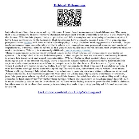 Moral Dilemma Essay | PDF