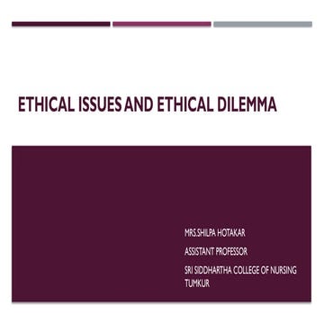 ETHICAL DILEMMAS SHILPA H .pptx PROFESSIONALISM BSC NURSING STUDENTS