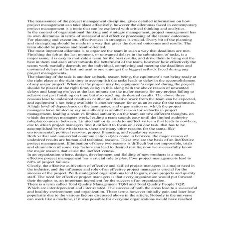 Dilemmas in Contemporary Project Management - By Karina Rozario Varu