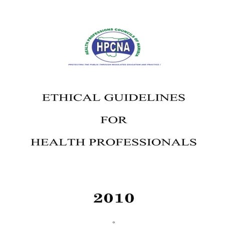 Ethical Guidelines for Health Professionals in Namibia