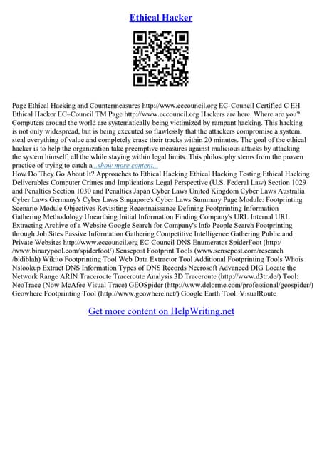Ethical Hacking Essay