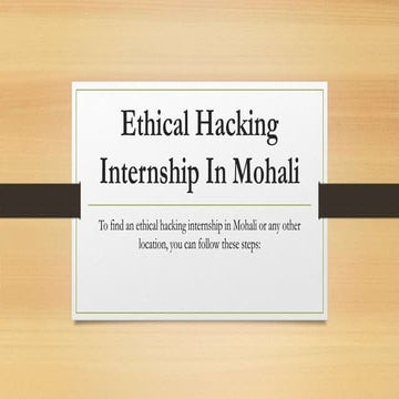 Ethical Hacking Internship In Mohali