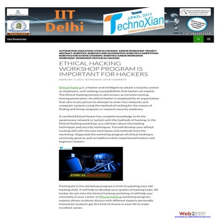 Ethical Hacking Workshop Program is Important for Hackers