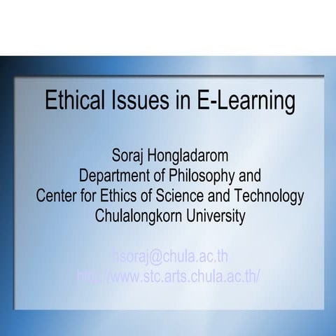 Ethical issues in e-learning | PPT