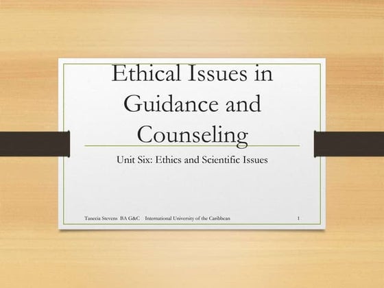 Ethical issues in guidance and counselling