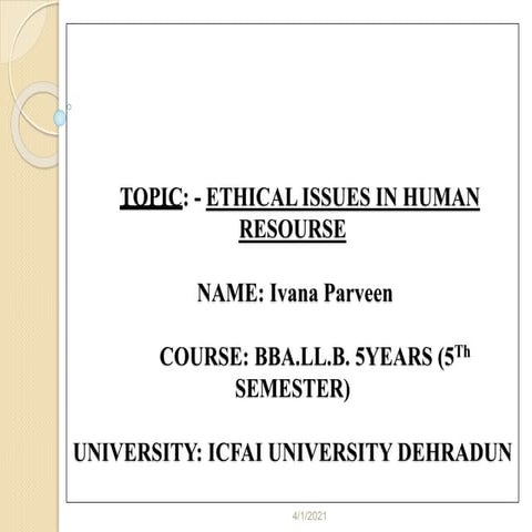 Ethical issues in human resource