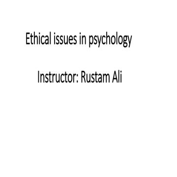 Ethical issues in psychology