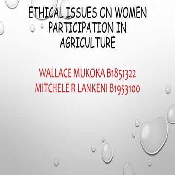 Ethical issues on women participation in agriculture