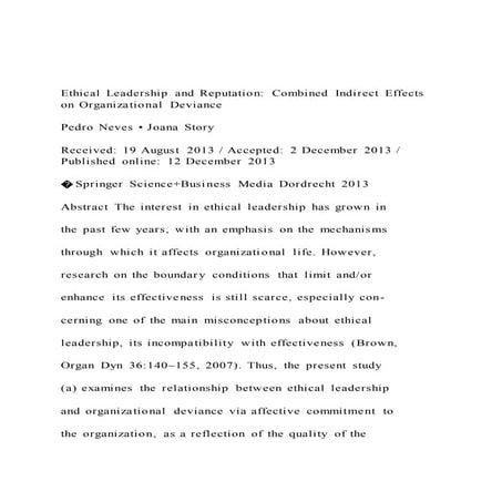 Ethical leadership and reputation combined indirect effects